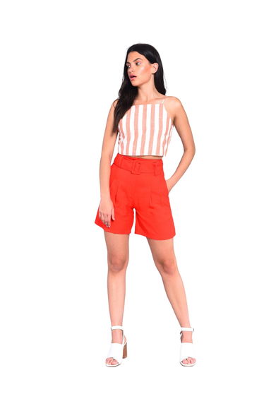 Glamorous White Orange Stripe Tie Back Crop Top