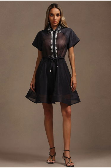 Gerianna Short Sleeves Diamond Mini Dress