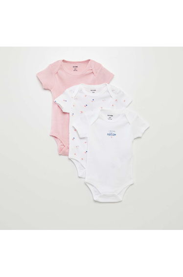 Printed cotton bodysuits - Pack of 3 WHITE