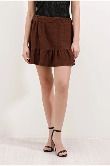 BDART Textured Mini Knit Skirt with Ruffle Detail