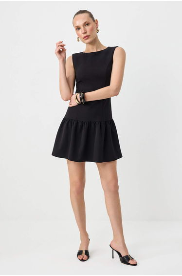 Black Sleeveless Mini Woven Dress