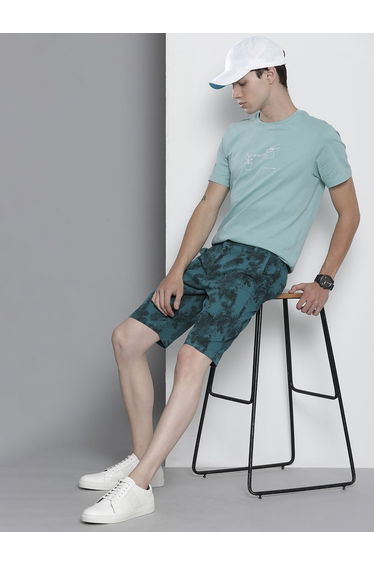 Men Blue Slim Fit Printed Shorts