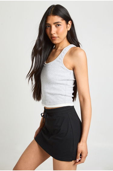 Tall Adjustable Waist Skort - black