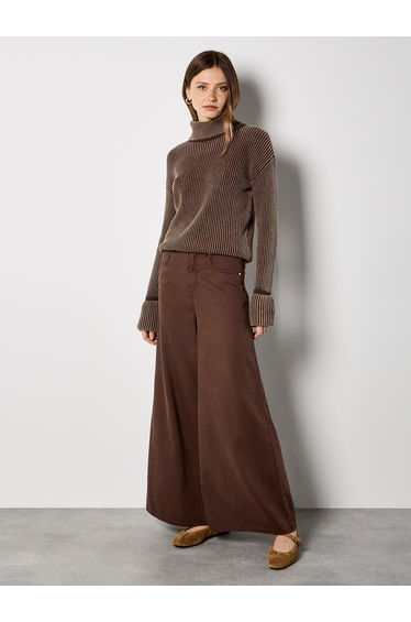 Roll Neck Ribbed Stonewashed Jumper