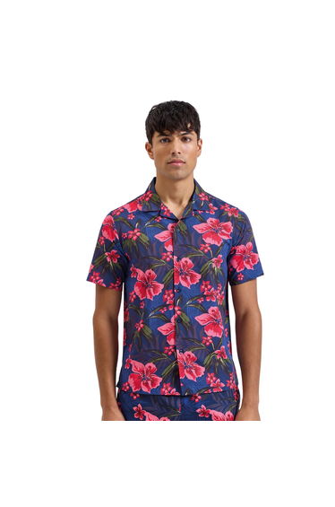 Wombat Mens Floral Relaxed Fit Shirt - Navy/Pink