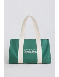 Oversized Canvas Tote Bag in Green