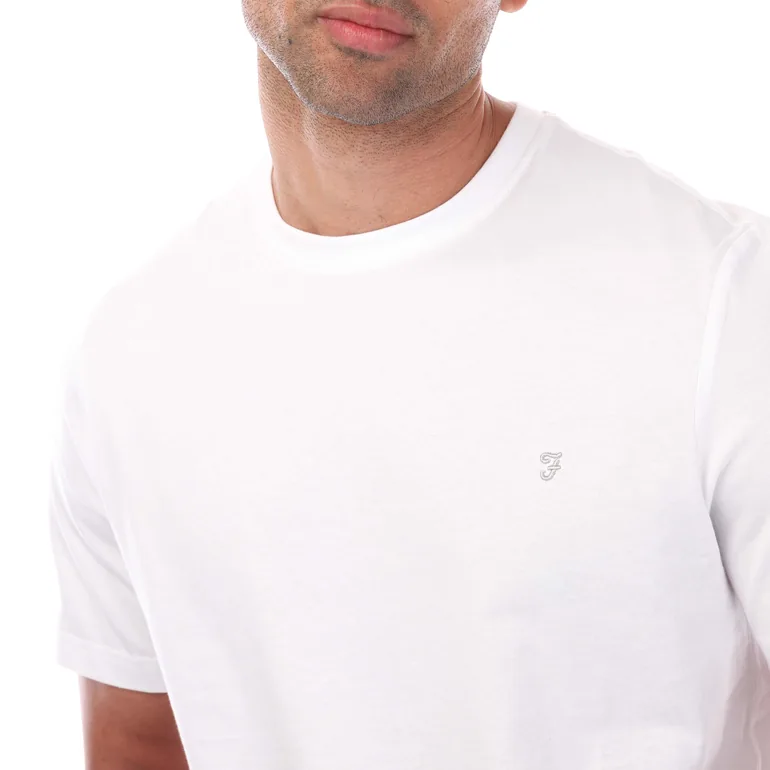 Men's Farah Eddie Crew T-Shirt in White - 2