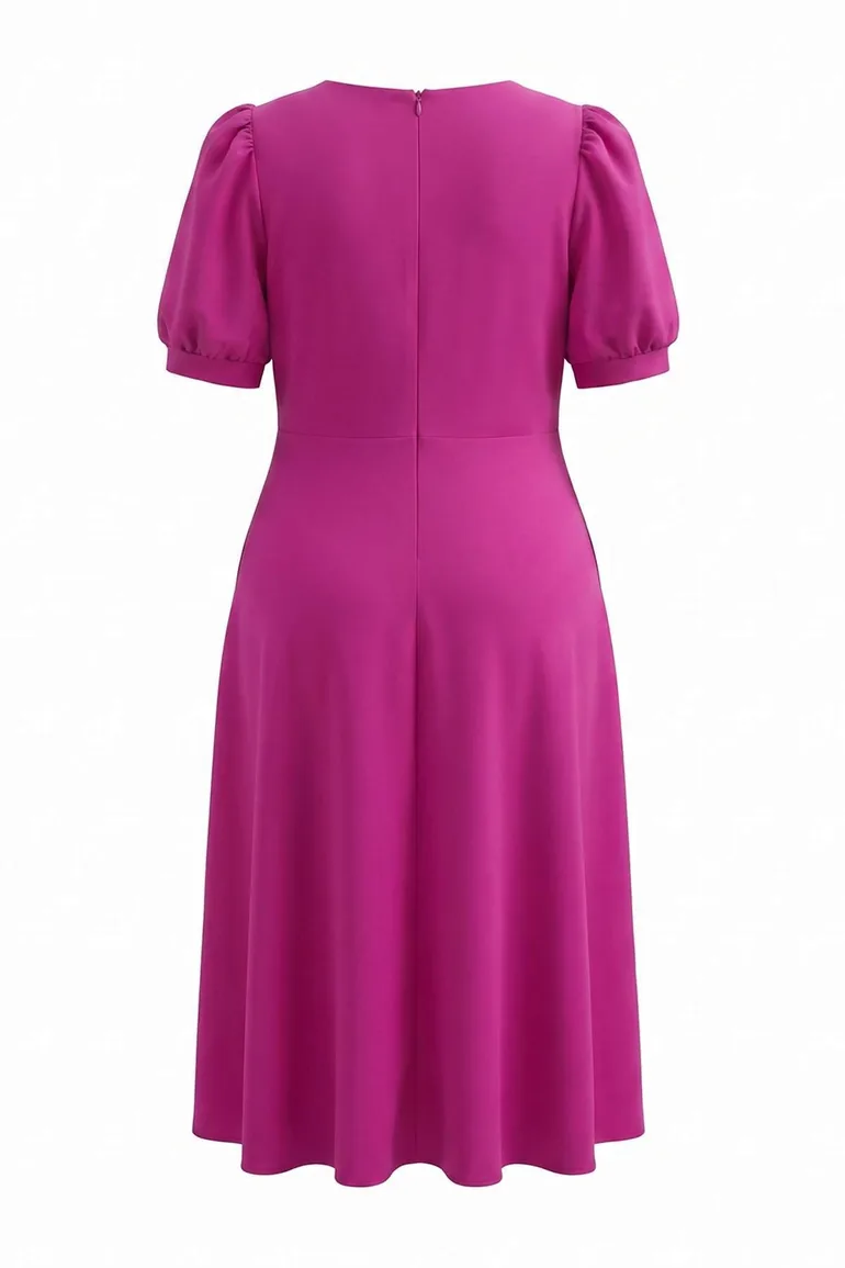 Fuchsia Woven Plus Size Dress - 3