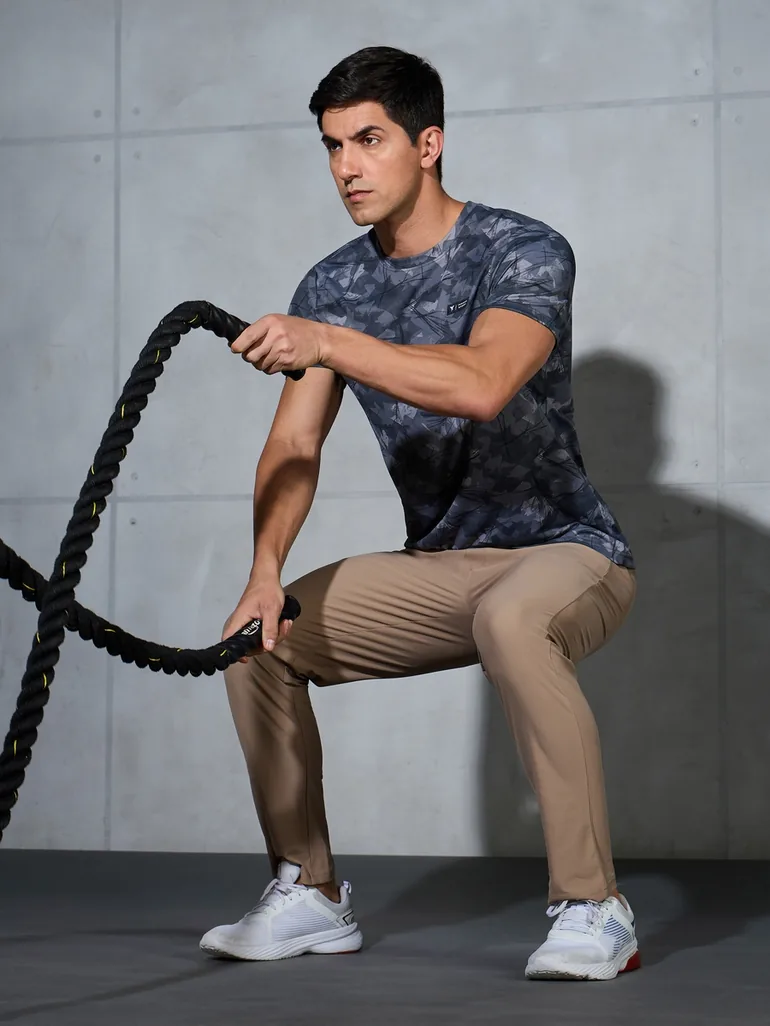 Men Khaki Solid Relaxed Fit Track Pants
