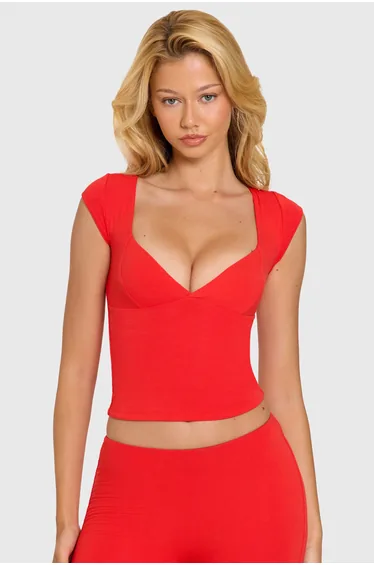 Modal Cap-Sleeve Top in Cherry