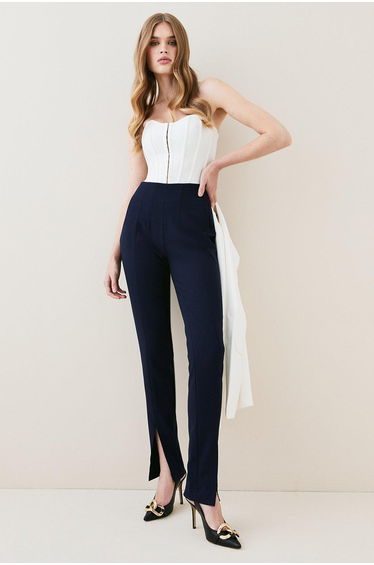 Slim Leg Darted Waist Tailored Trouser