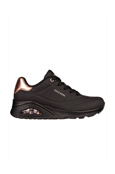 Uno Duraleather With Metallic Heel Lace Up Fashion Sneaker Black