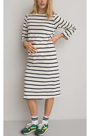 Breton Striped Maternity Dress in Cotton