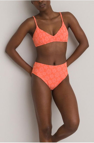 Floral Towelling Bikini Bottoms with High Waist