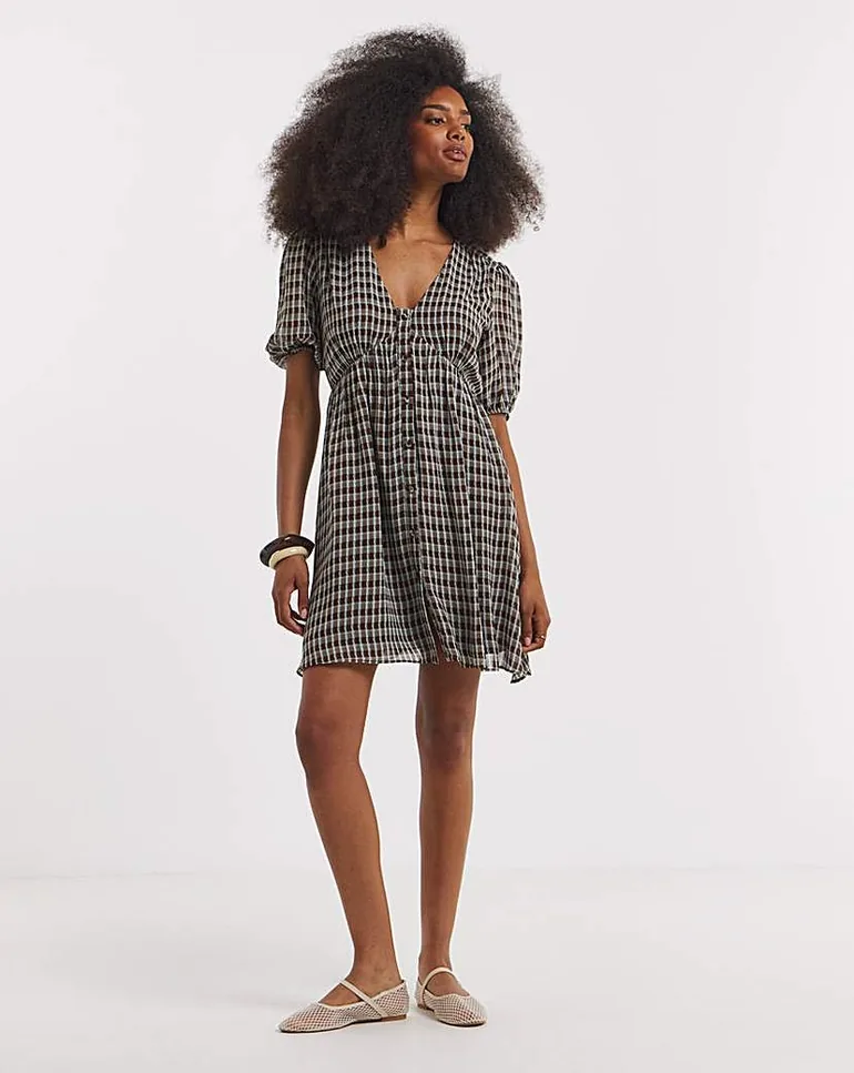 button through skater dress Check Button Through Skater Dress Simply Be Multicolour : Dresses :  VogaCloset Oman