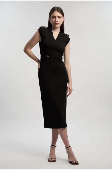 فستان كارين ميلين أسود ميدي بقصة مستقيمة