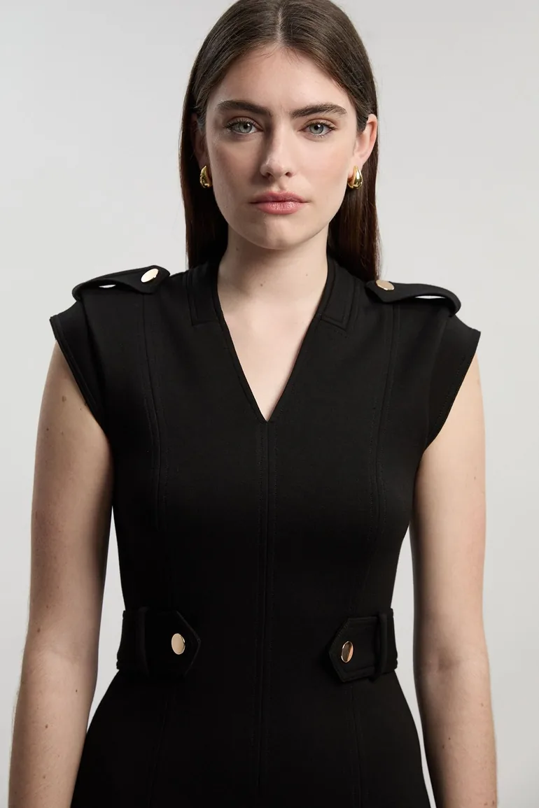 فستان كارين ميلين أسود ميدي بقصة مستقيمة - 1