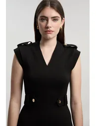 فستان كارين ميلين أسود ميدي بقصة مستقيمة - 1