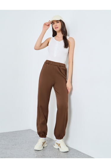 Brown Knitted Relaxed Fit Joggers