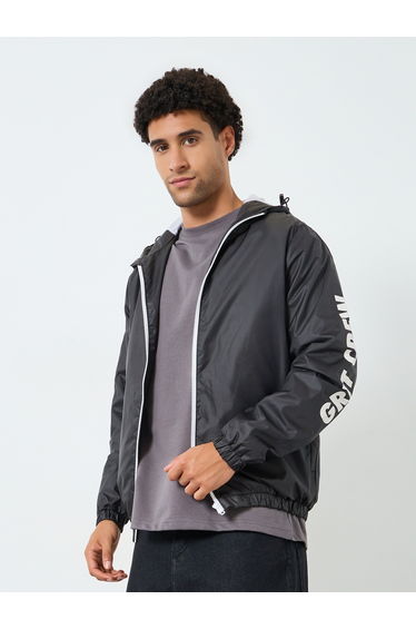 Men Oversized Fit Printed Windcheater Jacket