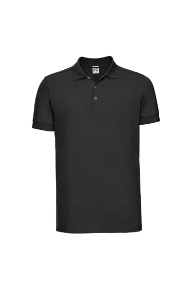 Russell Mens Stretch Short Sleeve Polo Shirt - Black