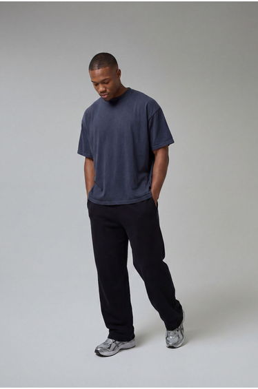 One More Rep Washed Oversized Extended Neck T-Shirt - navy