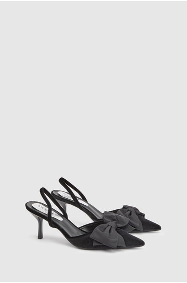 Lina Velvet Slingback Bow Detail Medium Stiletto Heel Court Shoes