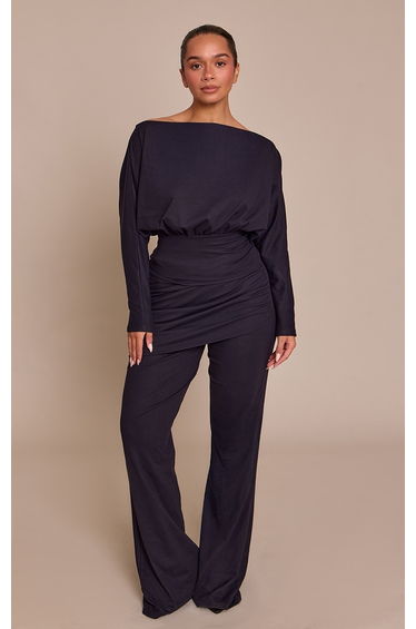 Shape Black Soft Touch Wrap Front Trousers