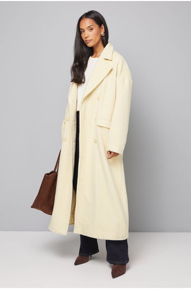 Double Breasted Twill Scarf Detail Coat