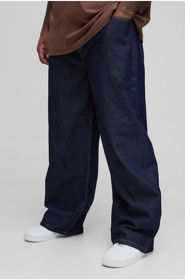 Plus Contrast Stitch Relaxed Fit Jeans