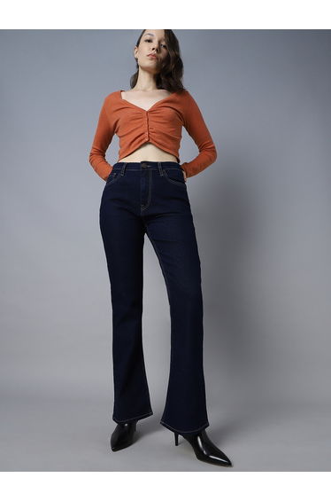 High Rise Bootcut Clean Look Stretchable Jeans