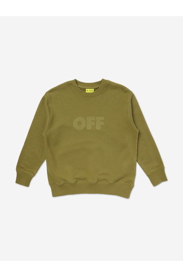 Off-White Boys Garment Dyed Crewneck Sweatshirt in Green