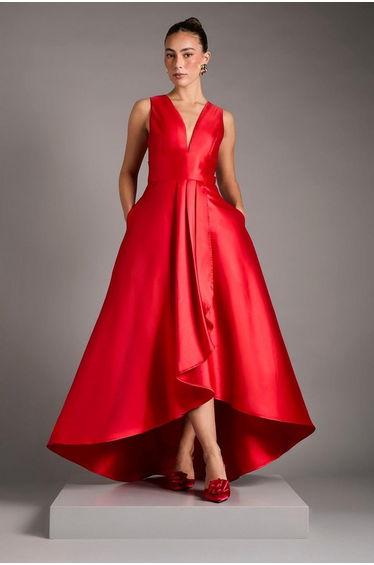 Plunge Waterfall Maxi Dress