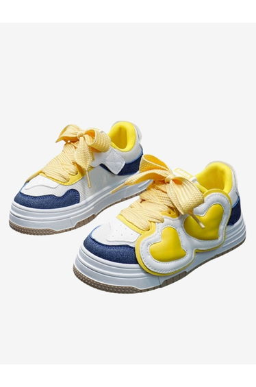 Heart Applique Color Block Sneakers