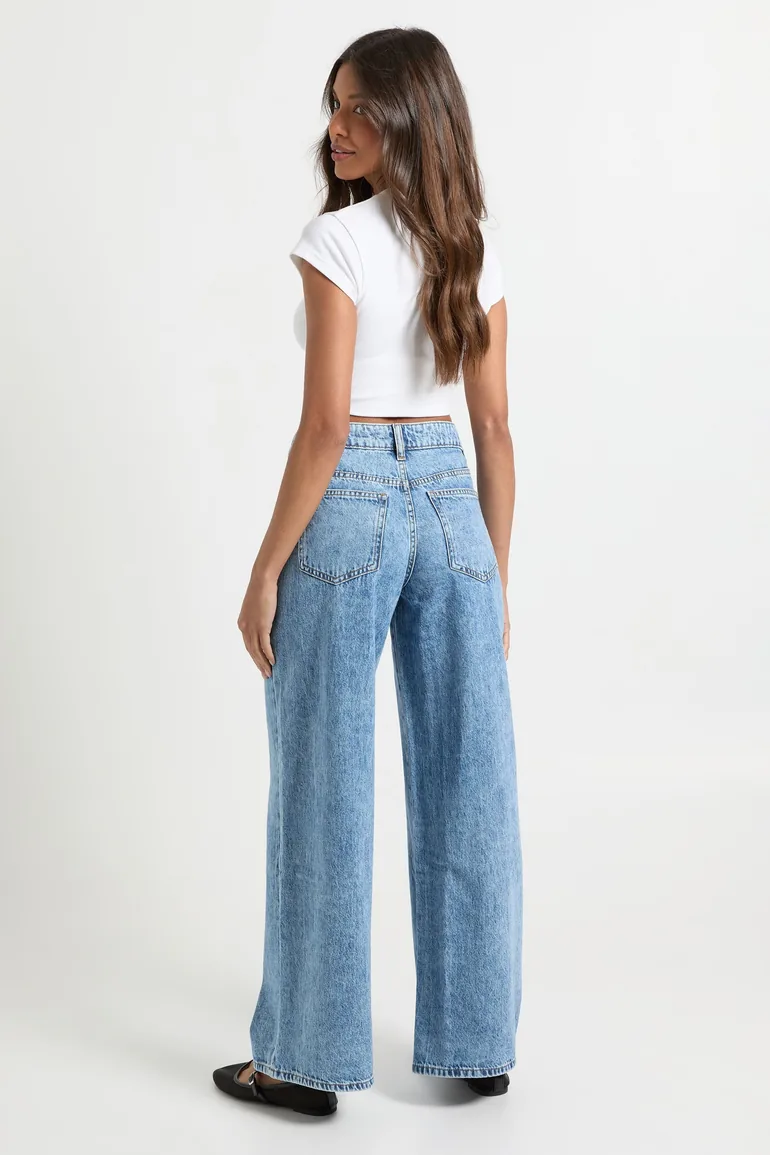 Basics Mid Waist Boyfriend Jean - acid wash mid blue - 1