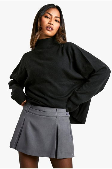 Box Pleat Skort - charcoal