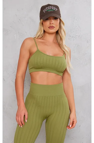 Sage Wide Structured Rib Scoop Neck Bralet
