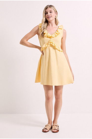 Ruffle Sleeve Tie Back Mini Dress