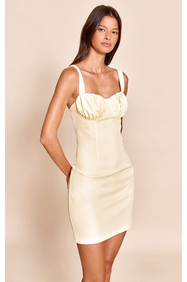Lemon Ruched Cup Detail Sleeveless Bodycon Dress