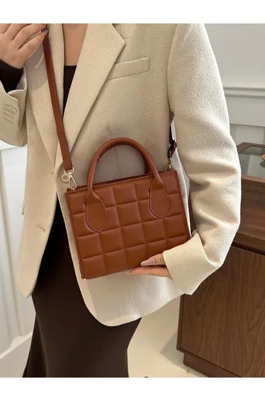Brown Quilted Shoulder Bag