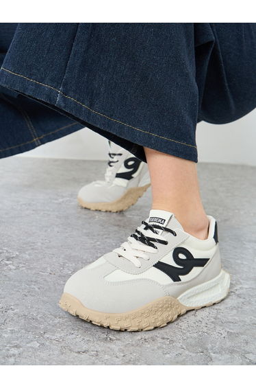 Grey Panelled Lace Up Sneakers