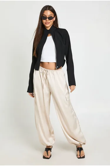Structured Corset Funnel Top - black