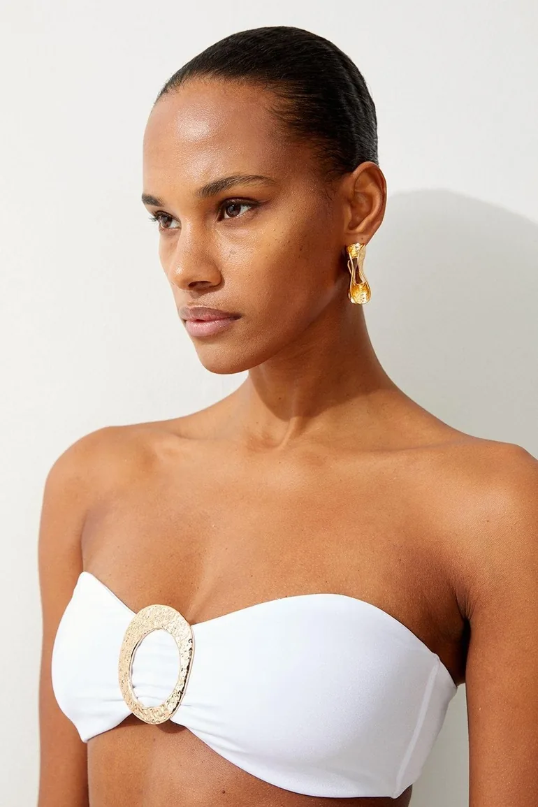 Slinky Bandeau Trim Detail Bikini Top - 2