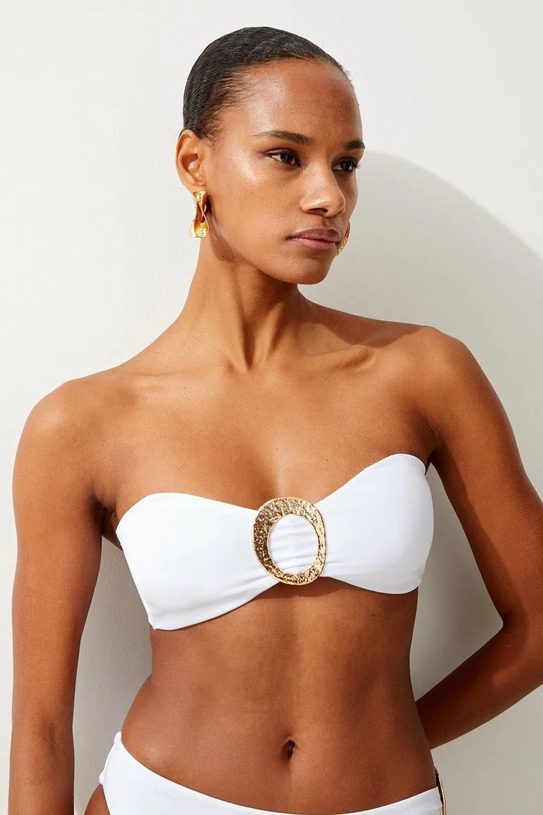 Slinky Bandeau Trim Detail Bikini Top - 1
