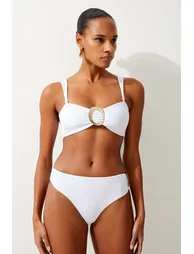 Slinky Bandeau Trim Detail Bikini Top