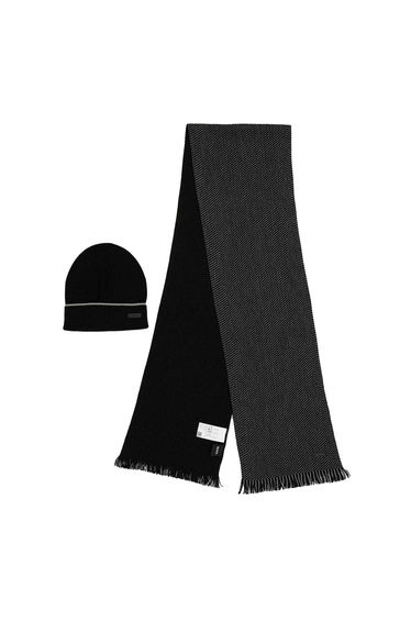 Boss Mens Midweight Midweight Hat And Scarf Set - Black