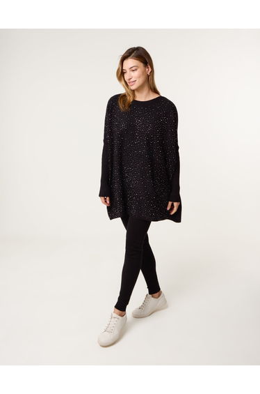Heart Diamante Oversized Jumper