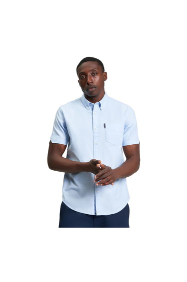 Ben Sherman Mens Signature Oxford Short-Sleeved Shirt - Sky