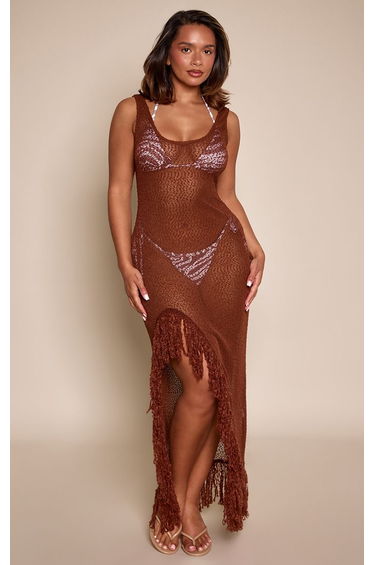 Shape Chocolate Textured Knit Maxi Dress