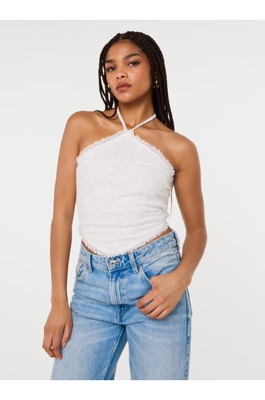 Cutwork Placement Hanky Halter Top